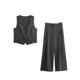 thumbnail image 2 of HH TRAF Traje elegante de verano para mujer, chaleco de un solo pecho sin mangas con escote en V y cintura alta con bolsillo y cremallera, pantalones anchos plisados para mujer, 2 of 5