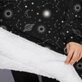 thumbnail image 3 of Oversized Wearable Blanket Hoodie,Black White Star Moon Planet Pattern Sherpa Blanket Hoodie with Super Pockets,Super Warm Fuzzy Pullover for Women & Men, 3 of 6