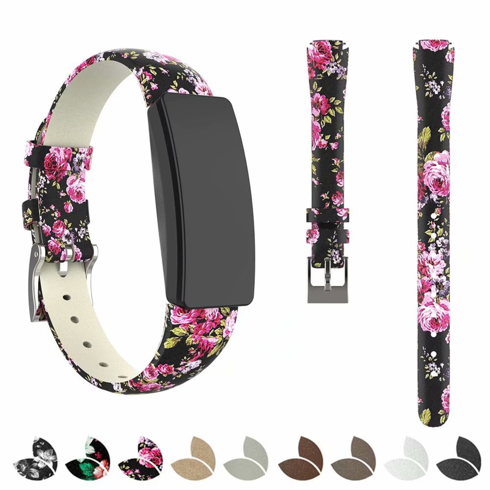 Lizard Pattern Leather Replacement Wristband Strip+Pins For Fitbit Charge2 White 