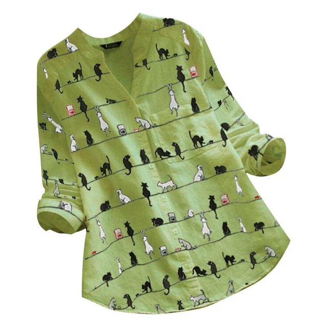 CHOK Hauts pour Femmes Liquidation Mode Été Décontractée Ample Lin Manches Longues Col Rond Blouse en Liquidation