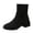 Black Boots, variant on hopeusnice Round Toe Stretch Chunky Heel Ankle Boots Women Suede Fashion Boots for Street Style Black 35