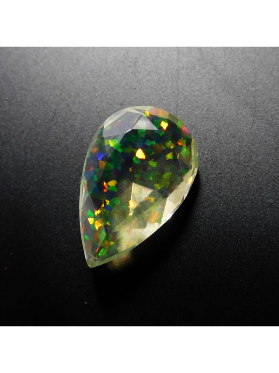 13.20 Ct Lab-Created Fire Ring Size Gemstone Doublet Opal Pear Cut CERTIFIED