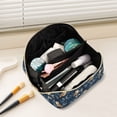 thumbnail image 2 of FORMRS Makeup Bag Travel Cosmetic Organizer for Women Fold Flat Zipper Pouch with Handle, Blue Cartoon Owl Pattern, 2 of 8