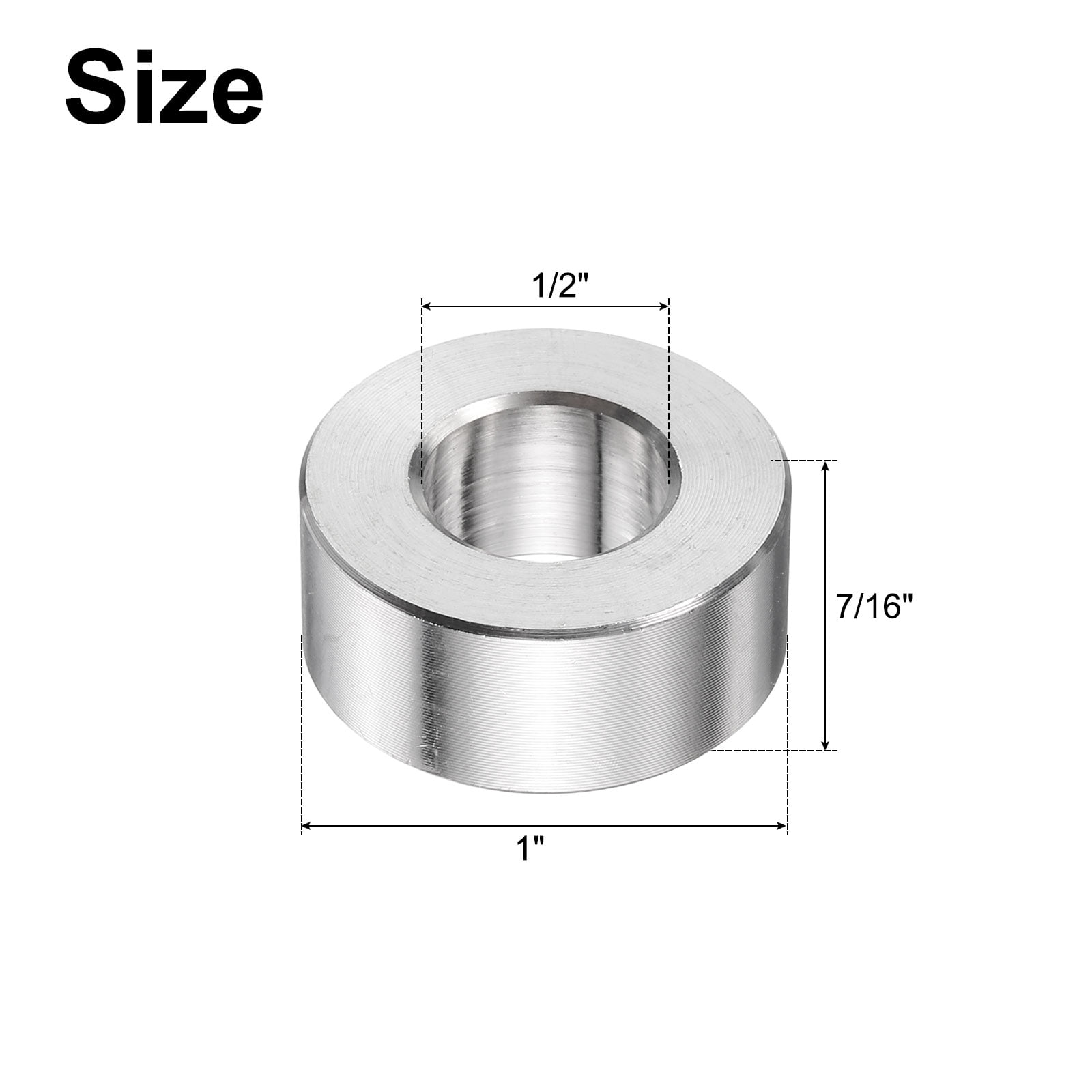 25 Pack Stainless Steel Spacer 1/2" Bore x 1" OD x 7/16" Length Screw Bushing Plain Finish Round Metal Spacer for M12 Screws Bolts and Rods