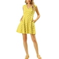 thumbnail image 5 of INSPIRE CHIC Women's Polka Dots Cap Sleeves Pockets V Neck Above Knee Dress, 5 of 6