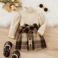 thumbnail image 2 of Long Sleeves Top + Skirt Set Fashionable Toddler Girl Clothes Plaid Skirt Solid Color Tops Girls 2 Piece Outfit, 2 of 8