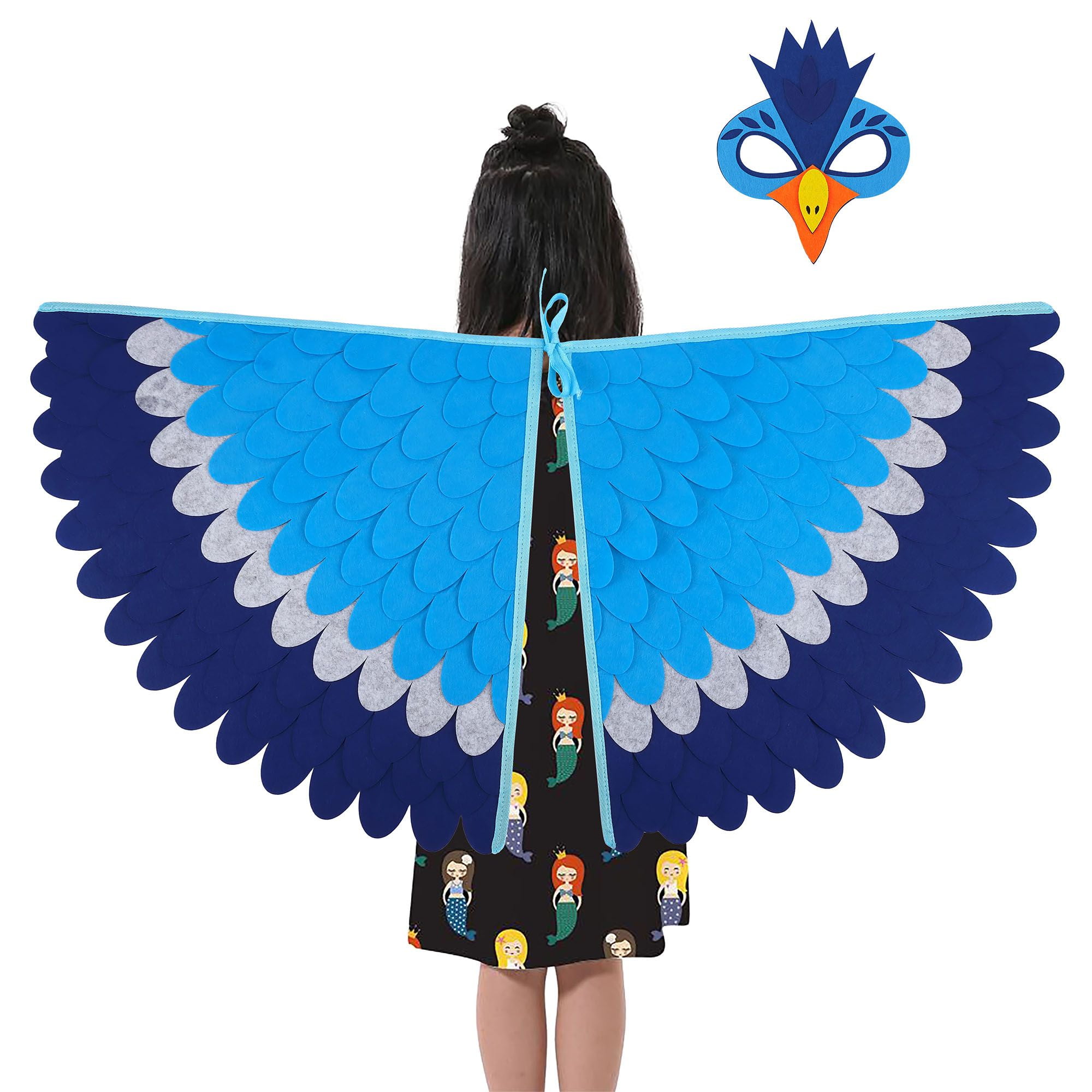 Sixty Shades of Grey Sixtyshades Halloween Costumes for Girls Boys Novelty Kids Bird Costume Wings with Mask for Cosplay Party Rave (Blue), Kids