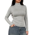 thumbnail image 2 of jjayotai Women's Turtleneck Long Sleeve Shirts Slim Fit Tops | Soft Layering Undershirt Casual Basic Tee Fall Winter Tops, Lightweight Base Layer, 2 of 6