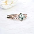 thumbnail image 2 of JEWELRYTREASURE 7 mm / 1 Ct Princess cut Moss Agate Engagement Ring Rose Gold Plated Wedding Ring Art Deco Unique Crossover Jewelry CZ Diamond Bridal Ring Birthday Gift for Her, 2 of 3
