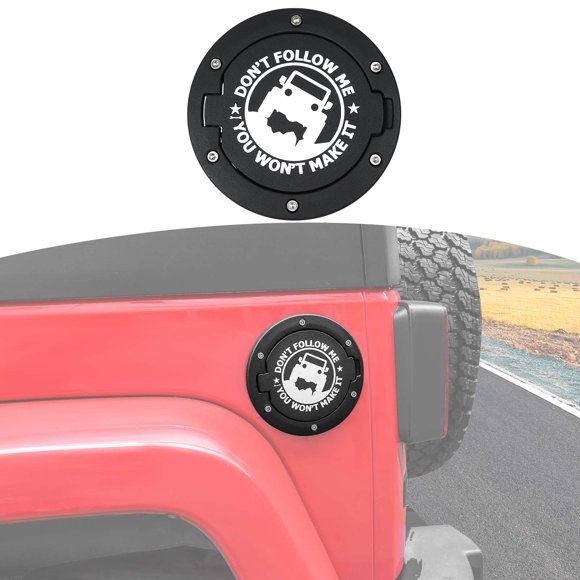 RT-TCZ for Jeep JK Gas Cap Cover, JKU Fuel Filler Gas Tank Door Cover for Jeep Wrangler JK JKU 2007-2017 Black Aluminum Alloy Exterior Accessories (Off-Road Logo)