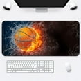 thumbnail image 2 of Desk Mat,Basketball Fire and Water Gaming Mouse Pad,XXL Extended Mouse Pad Mat for Office,Computer,Keyboard with Non-Slip Base Stitched Eges Mousepad 35.4''''×15.7'''', 2 of 6