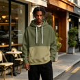 thumbnail image 5 of Color Block Pullover Hoodie for Men, Oversized Hooded Sweatshirt With Kangaroo Pocket, Drawstring‑Hood Casual Top For Daily Commute And Indoor Leisure, 5 of 6