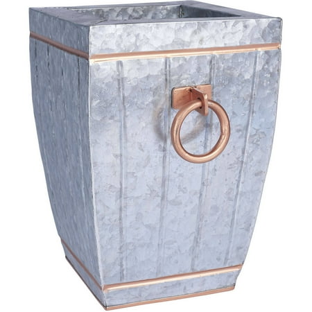 Household Essentials Square Galvanized Metal Accent Vase, 12.125