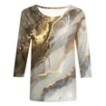 thumbnail image 4 of OKBOP Gold Spring Tops for Women 2024 3/4 Sleeve Graphic Crew Neck Marble T-Shirts Womens T Shirts, 4 of 4