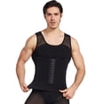 thumbnail image 3 of Chaleco moldeador de cuerpo adelgazante para hombre de nailon transpirable y cómodo, camiseta de compresión adelgazante negra XXL, 3 of 10