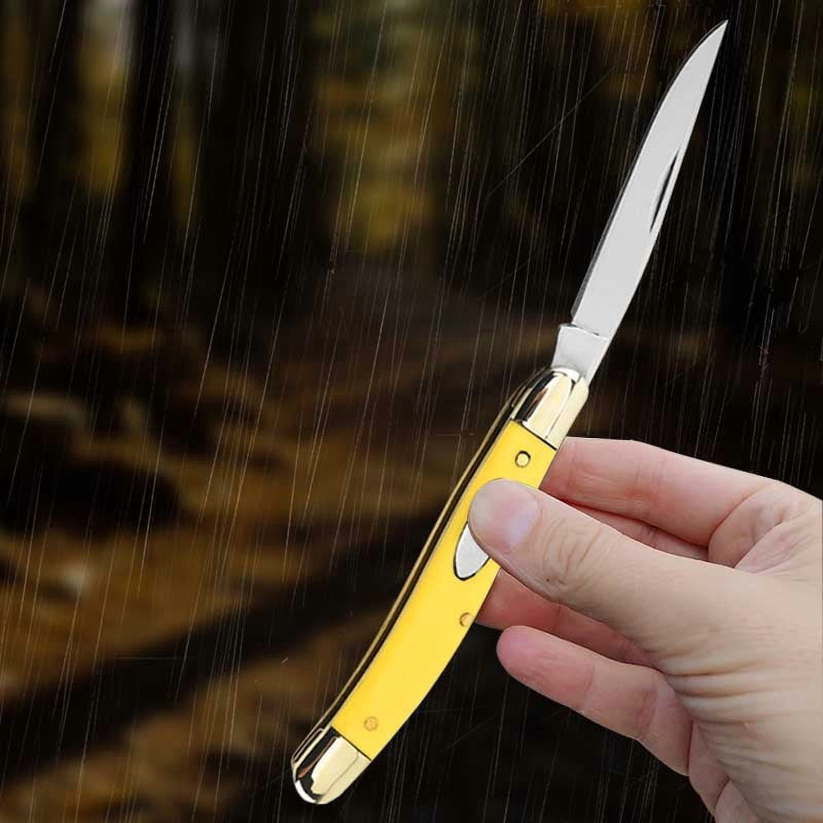 EDCHigh-quality handcrafted three-bladed copper folding knife, pocket knife, and precious sheath knife - an ideal gift for outdoor enthusiasts and campers