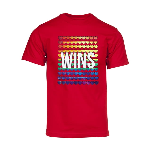 Mens Pride Love Wins Rainbow Short-Sleeve T-Shirt - Red - Large