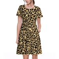 thumbnail image 1 of Fotbe Leopard Print Vestido Largo de Moda para Mujer, Vestido Tipo Camiseta con Manga Corta y Estilo Casual a Rayas y Bloques de Color, 1 of 6