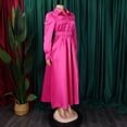 thumbnail image 4 of AURA Plus Size Lapel A Line Midi Dress Long Sleeve Button Front Belted High Waist Large Swing Elegant Fall Dress, 4 of 10