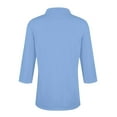 thumbnail image 6 of Half Zip Pullover Blouse Womens Solid Color 3/4 Length Sleeve Shirt V-Neck Loose Fit Casual Tunic Tops Summer Clothes for Women (Light Blue XL), 6 of 6