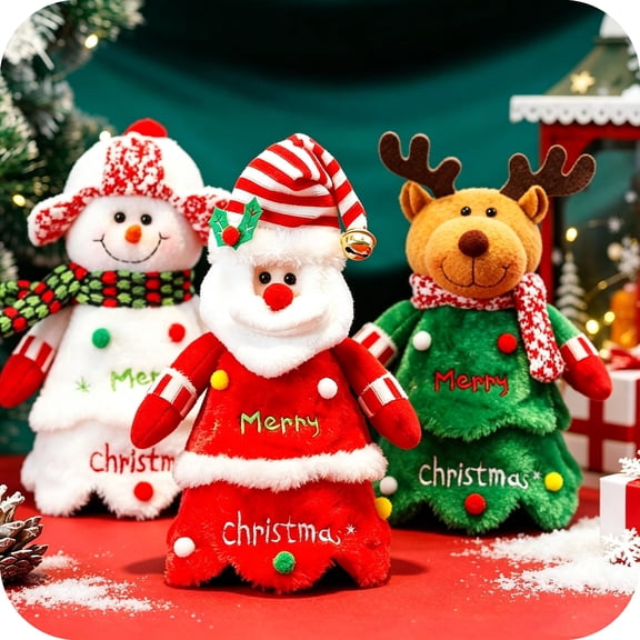 Christmas Gift Bags Zipper Design, 3D Reusable Zipper Pouch for Holiday Decor