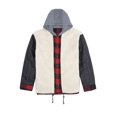 thumbnail image 4 of COEVALS CLUB Men's Hooded Sherpa Lined Flannel Long Sleeve Cotton Plaid Snap Button Up Shirts Quilted Jacket (Red, Black/1# Small), 4 of 7