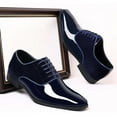 thumbnail image 2 of Tawop Men Dress Shoes Clearance Faux Leather Casual Comfy Fashion Lace Up Oxfords Blue Size:5.5, 2 of 9