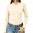 thumbnail image 4 of Aezemi Women High Neck Shirts Long Sleeve Lightweight Fashion Comfy Winter Fall Home Outerwear Tees Pullover Trendy Casual Soft All Match Tops L, 4 of 7