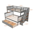 thumbnail image 7 of Stairway Bunk Bed with 3 Drawers and 4 Storage Shelves, Solid Wood Twin-Over-Full Bunk Bed Frame with Full-Length Guardrail & Stairs & Handrail, Convertible Bunk Bed, No Box Spring Needed, Gray, 7 of 7