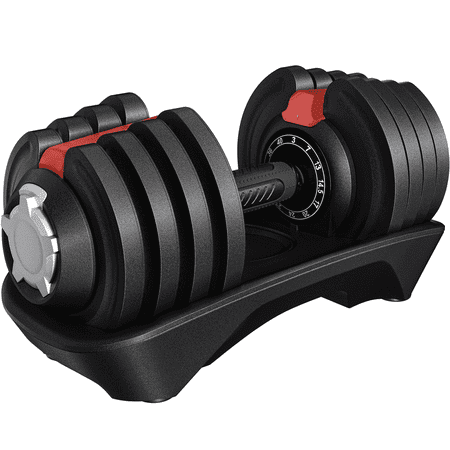 Yaheetech 40lb Adjustable Dumbbell Set with Anti-Slip Handle and Tray, Black