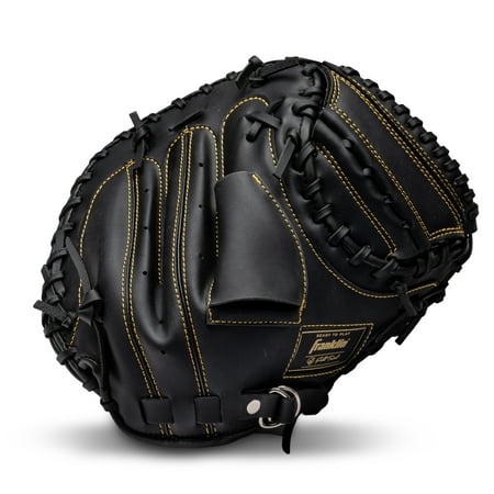 Franklin Sports Field Master Baseball Catcher's Mitt, 31.5 in, Black/Gold, Right Hand Throw