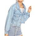 thumbnail image 4 of Cenuakty Women's Spring Casual Denim Coats Long Sleeve Button Cropped Jean Jackets, 4 of 6
