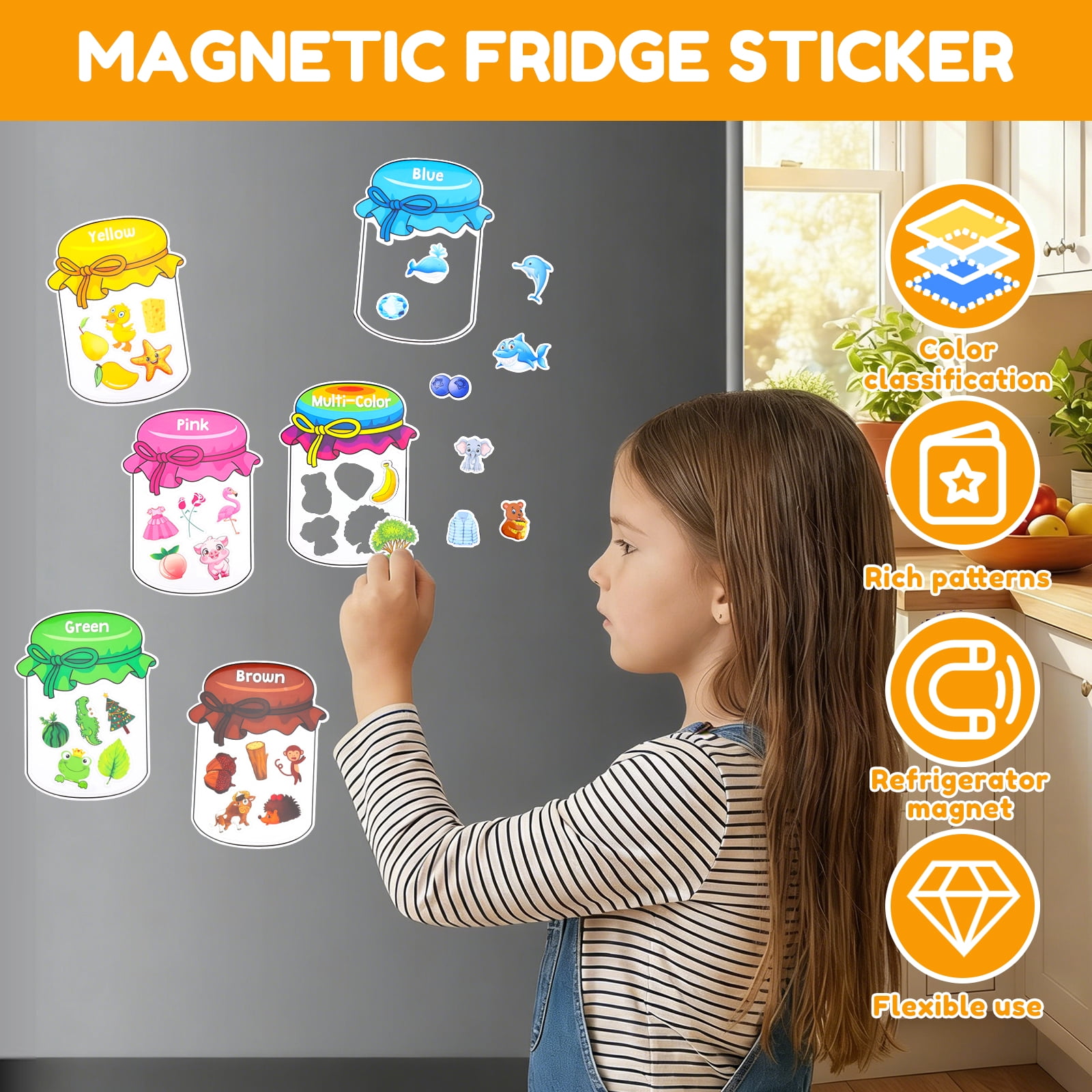 10/12 Pack Magnet Color Sorting Fridge Toys – Early Education Magnetic Learning for Refrigerator & Whiteboard, 2-6 Years Old Kids