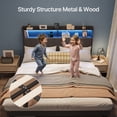 thumbnail image 6 of Lofka Full Size Bed Frame with Storage Upholstered Headboard, Led Lights and 3 USB-A Ports and Type-C Port, 850lbs, Dark Gray, 6 of 9