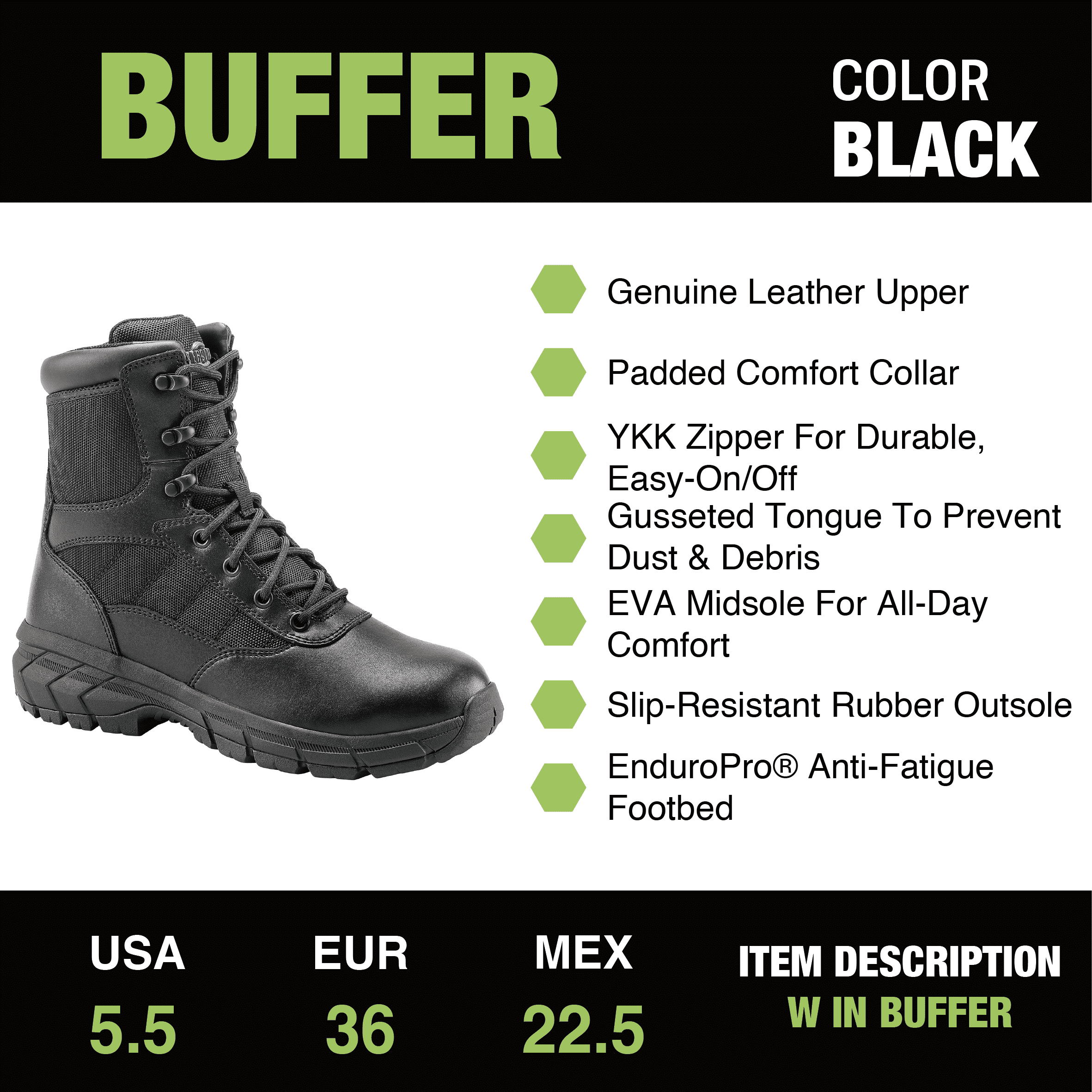 Interceptor Women's Buffer Zippered 8" Soft Toe Tactical Boots