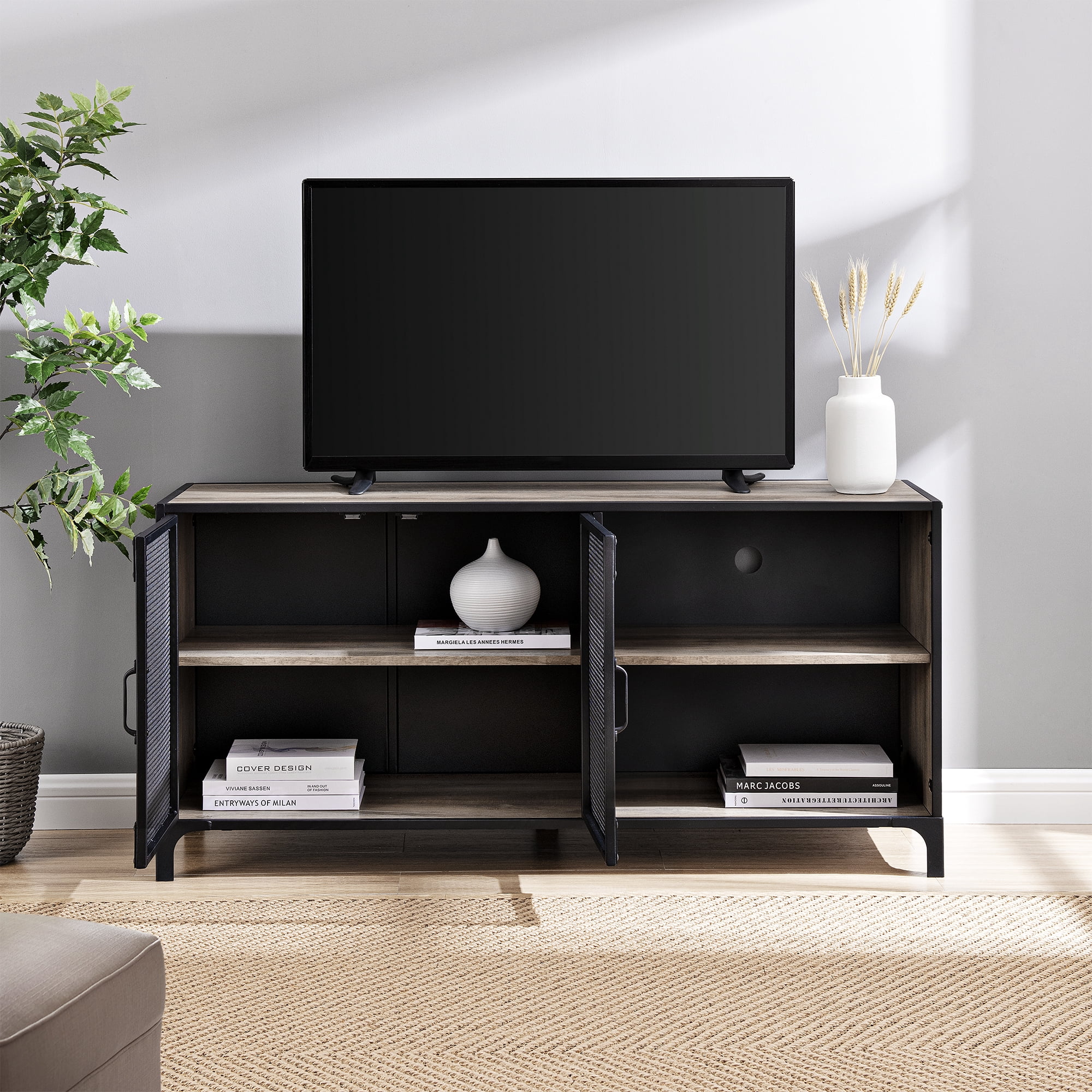 Manor Park Industrial TV Stand for TVs up to 58", Grey Wash