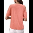 thumbnail image 3 of Blusas con Hombros Descubiertos para Mujer, Grandes, Cuello en V, Corta, Ropa de Verano, Túnicas Abotonadas, Rosa, Talla M, 3 of 7