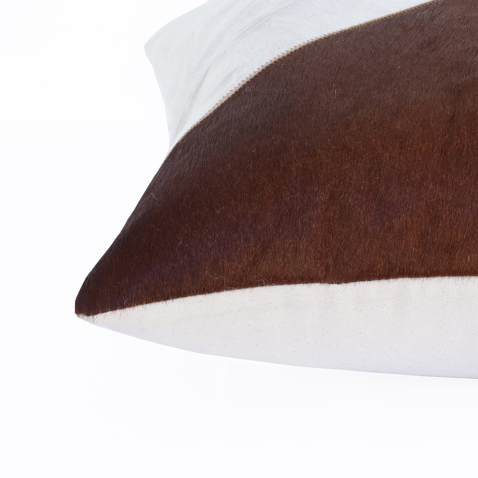 Ox Bay Brody 20" x 20" Ivory/Brown Geometric Faux Leather Hide Adult Decorative Throw Pillow
