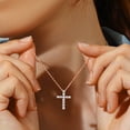 thumbnail image 2 of MomentWish Moissanite Cross Pendant Necklace 925 Sterling Silver Religious Anniversary Birthday Gifts for Women, 2 of 9