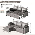 thumbnail image 4 of AECOJOY Sofa Bed, 3 in 1 Sleeper Sofa with Storage Chair, Faux Leather L Shape Couch, Sectional Pull Out Sofa Bed Mid Century Modern Couch for Living Room Clearance, Comfy Sleeper Couch in Grey, 4 of 8