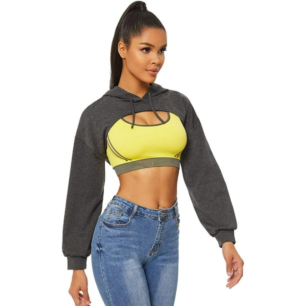 Crop top hoodie deals walmart