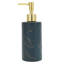 Unique Bargains 1 Pc Cylinder Marble Pattern Soap Dispenser 10.82oz Blue Black