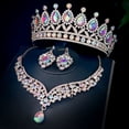 thumbnail image 3 of 1 juego elegante de joyas de novia, conjunto de corona, collar y pendientes para boda, conjunto de joyas de novia para bodas, corona, diadema, collar y pendientes con diamantes de imitación, 3 of 7