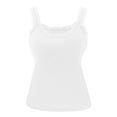 thumbnail image 2 of WCJM Casual Tank Tops for Women with Built In Bras Lace Trim Spaghetti Strap Cami Padded Sleeveless Ribbed Shirts Sleeveless Tanks Crew-Neck Camisoles, 2 of 6