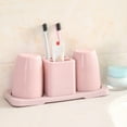 thumbnail image 6 of Mdesiwst Double Toothbrush Cups Toothpaste Holder Set with Stand Bathroom Organizer Rack, 6 of 7