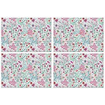 Pioneer Flower Floral Print Pattern Summer Placemats Table Placemats Set Of 4-Linen Kitchen Washable Placemats Table Mats 12x18 Inch Non-Slip Heat Resistant