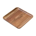 thumbnail image 2 of Linnome Solid Wood Serving Tea Tray Natural Brown Wooden Platter Raised Lip Cup Snack Fruit Display Board For Living Room Decor, 2 of 6