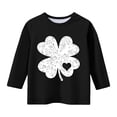 thumbnail image 2 of T-Shirt de la Saint-Patrick pour Filles, Mignon T-Shirt Graphique à Manches 3/4 Col Rond avec Imprimé Irlandais, Hauts Décontractés Printemps Été pour Vacances, Fête d'Anniversaire et Usage Quotidien Noir 140, 2 of 5
