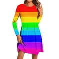 thumbnail image 2 of Jjayotai Women's Rainbow Print Dress, Spring Summer Beach Dresses, Casual T-Shirt Dress, Long Sleeve Dresses for Women 2025 Multicolor XL, 2 of 5