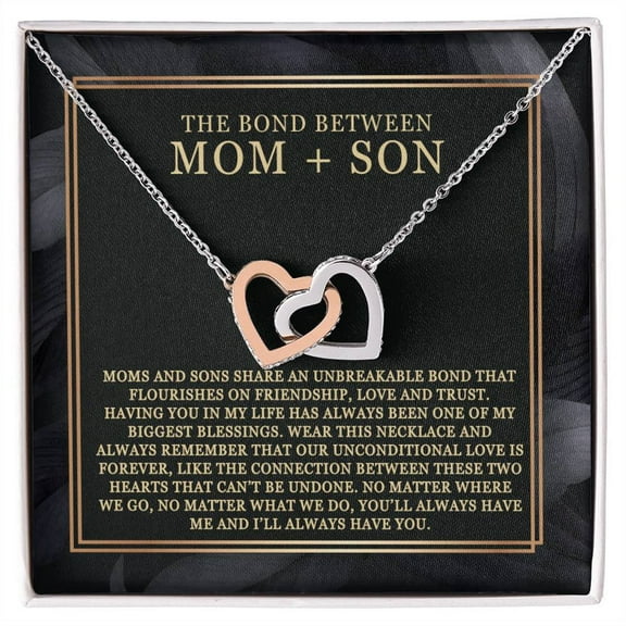 Mom and Son Bond Necklace Interlocking Hearts Neckalce Standard Box